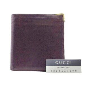GUCCI Bi -fold Fudta Korn Plate Leather Authentic USED